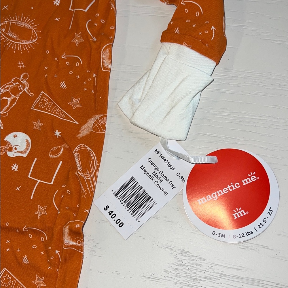 Magnetic Me Orange Game Day Convertible Coverall 0-3 months - Picture 2 of 4